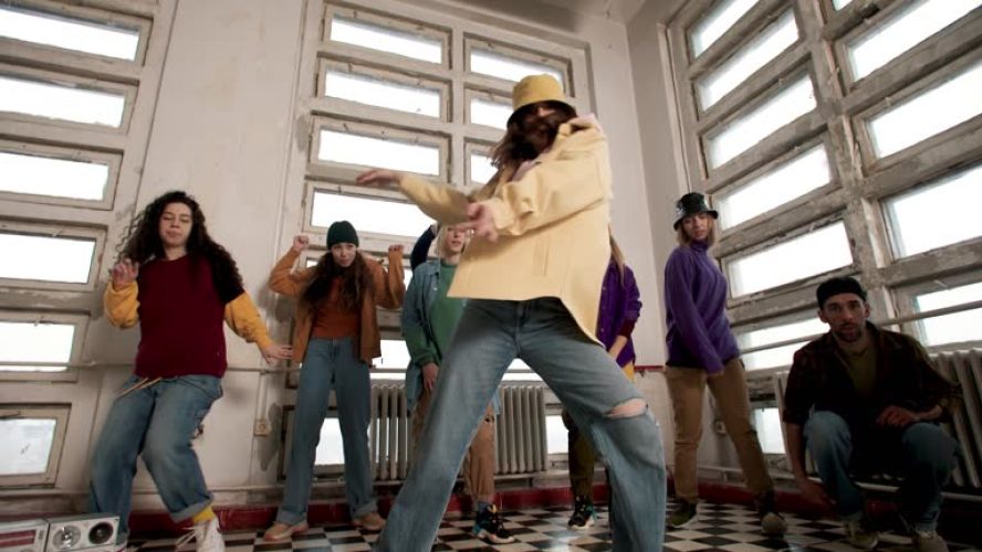 Breakdance and Hip Hop dancers dance on the dance floor showing their skills